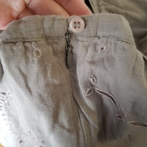 IRO Eyelet Embroidered Cotton Tan Mini Skirt Sz T0 - Picture 4 of 7